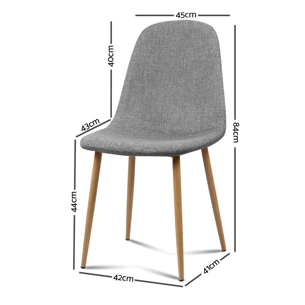 Curved Back Dining Chair - Grey Fabric - NA01DC-GY