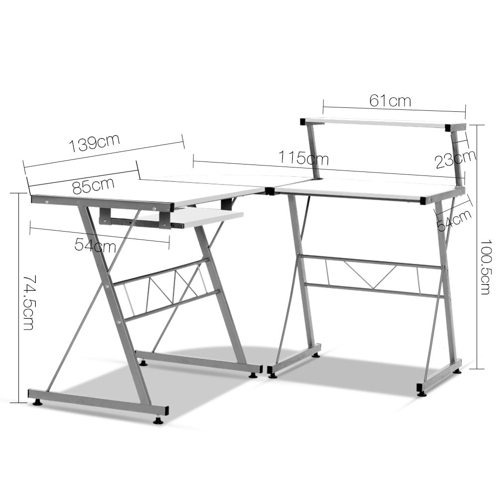 L-shape Computer Desk - White - NA117DK-WH