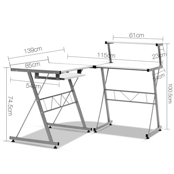 L-shape Computer Desk - White - NA117DK-WH