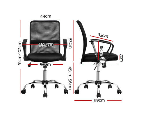 Mesh Office Chair Executive Mid Back Black - 8009L