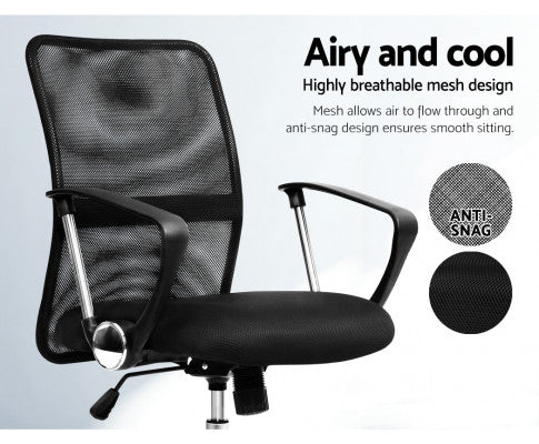 Mesh Office Chair Executive Mid Back Black - 8009L