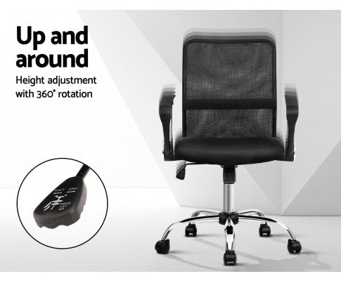 Mesh Office Chair Executive Mid Back Black - 8009L