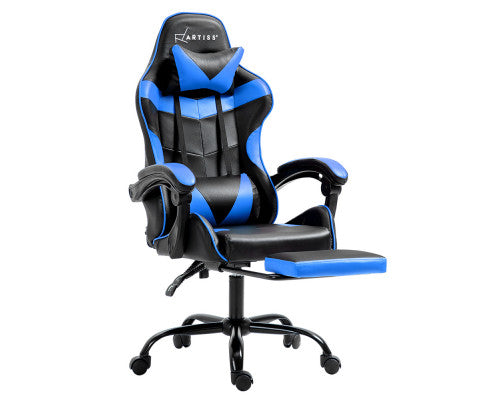 Gaming Office Chair Recliner Footrest - Blue