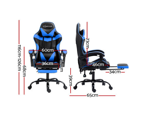 Gaming Office Chair Recliner Footrest - Blue