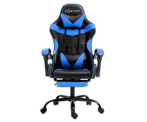 Gaming Office Chair Recliner Footrest - Blue