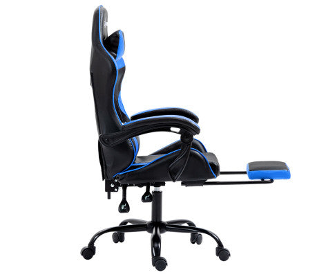 Gaming Office Chair Recliner Footrest - Blue