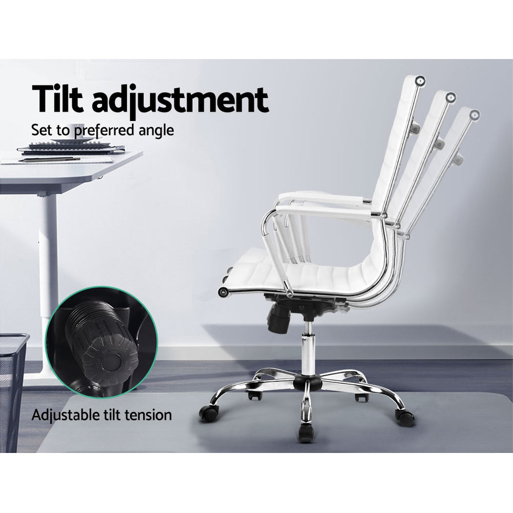 Office Chair PU Leather High Back White - H8147