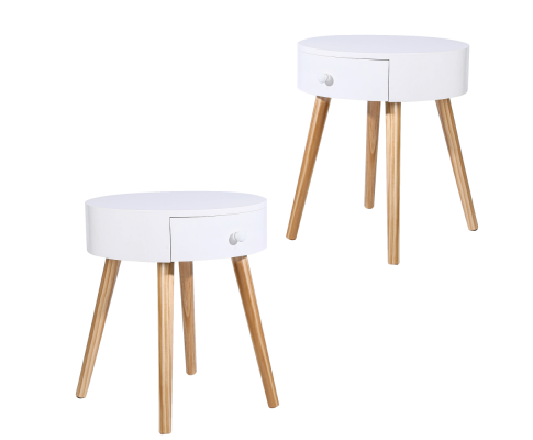 One drawer Round Bedside Table / Side Table