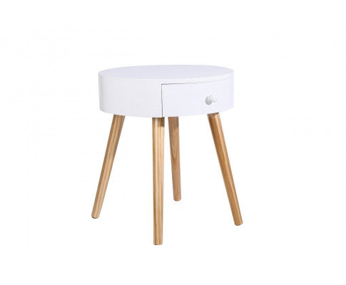 One drawer Round Bedside Table / Side Table