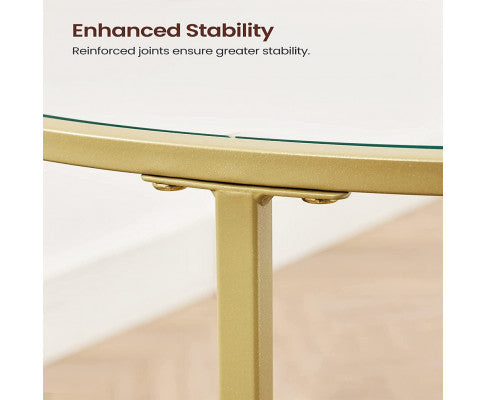 Two Round Tempered Glass with Gold Steel Frame VASAGLE BedSide Tables