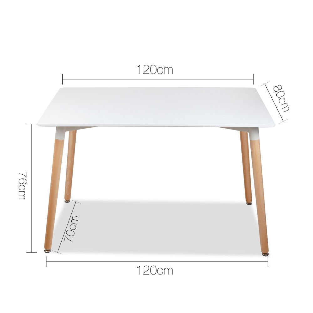 120cm Rectangular Dining Table with Beech Wood Legs - White - EH1923DT