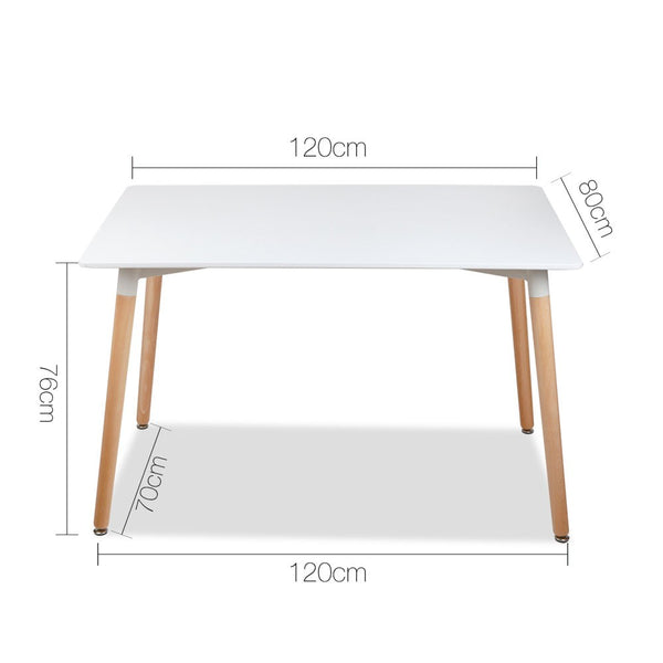 120cm Rectangular Dining Table with Beech Wood Legs - White - EH1923DT