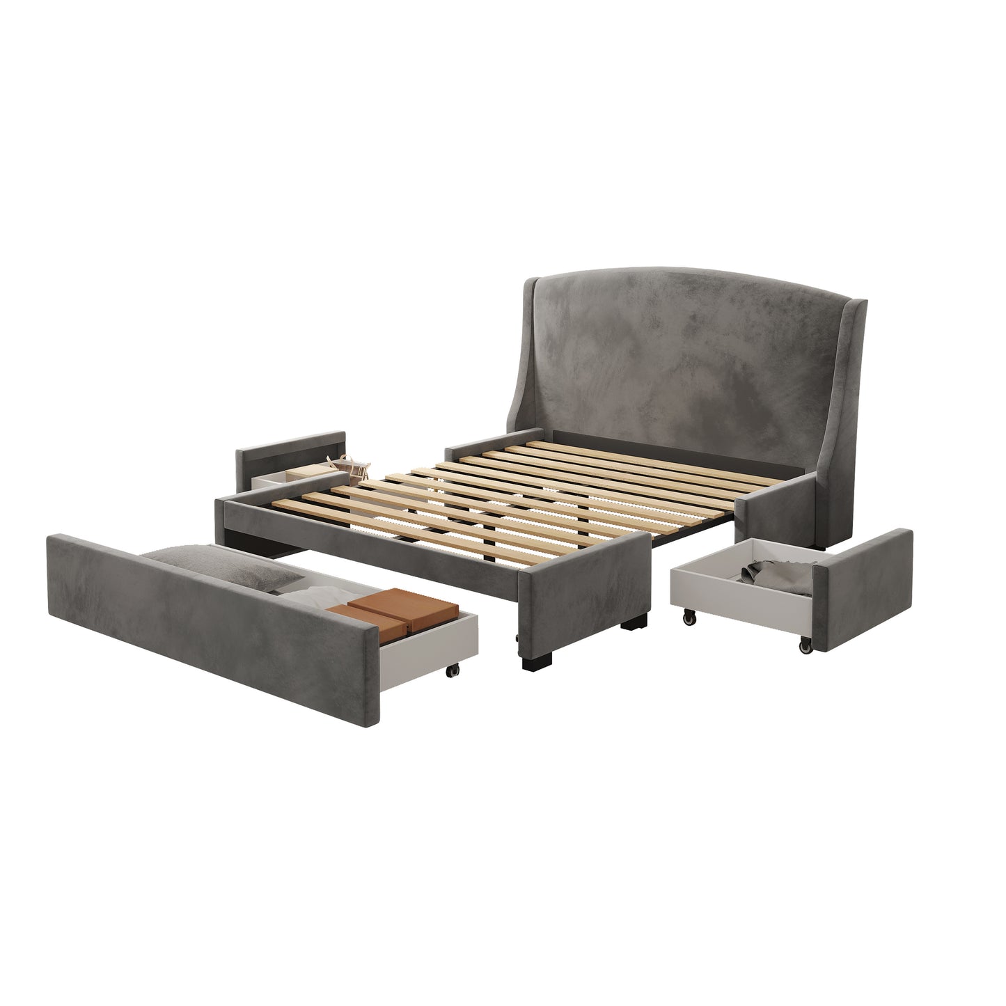 Anka Clarinet Bed Frame -3 drawers underneath for storage