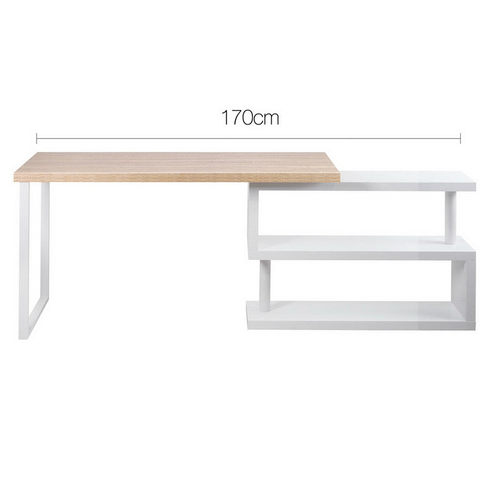 140cm Snack Shelf Desk - Oak & White - NA140SDK-OA