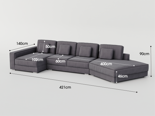 VALENCIA 4-Seater Sectional Sofa Heavy Goose Feather Filling